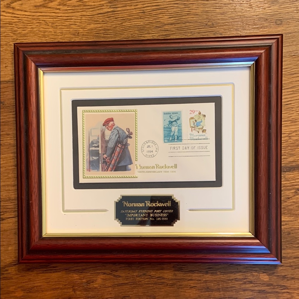 Bobby Jones Stamp with Norman Rockwell Art First Day Issue Limited Edition